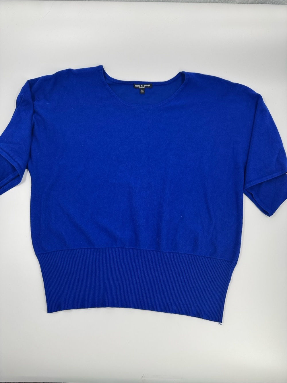 Cable & Gauge Bright Royal Blue Short Sleeve Knit Top Size 2X